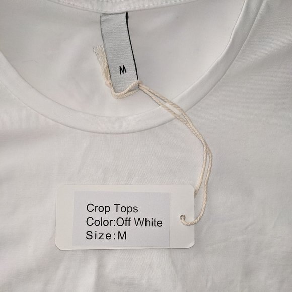 White Gajigaji Short Sleeve Knot Front Crop Top in a Misses size Medium - Picture 5 of 13